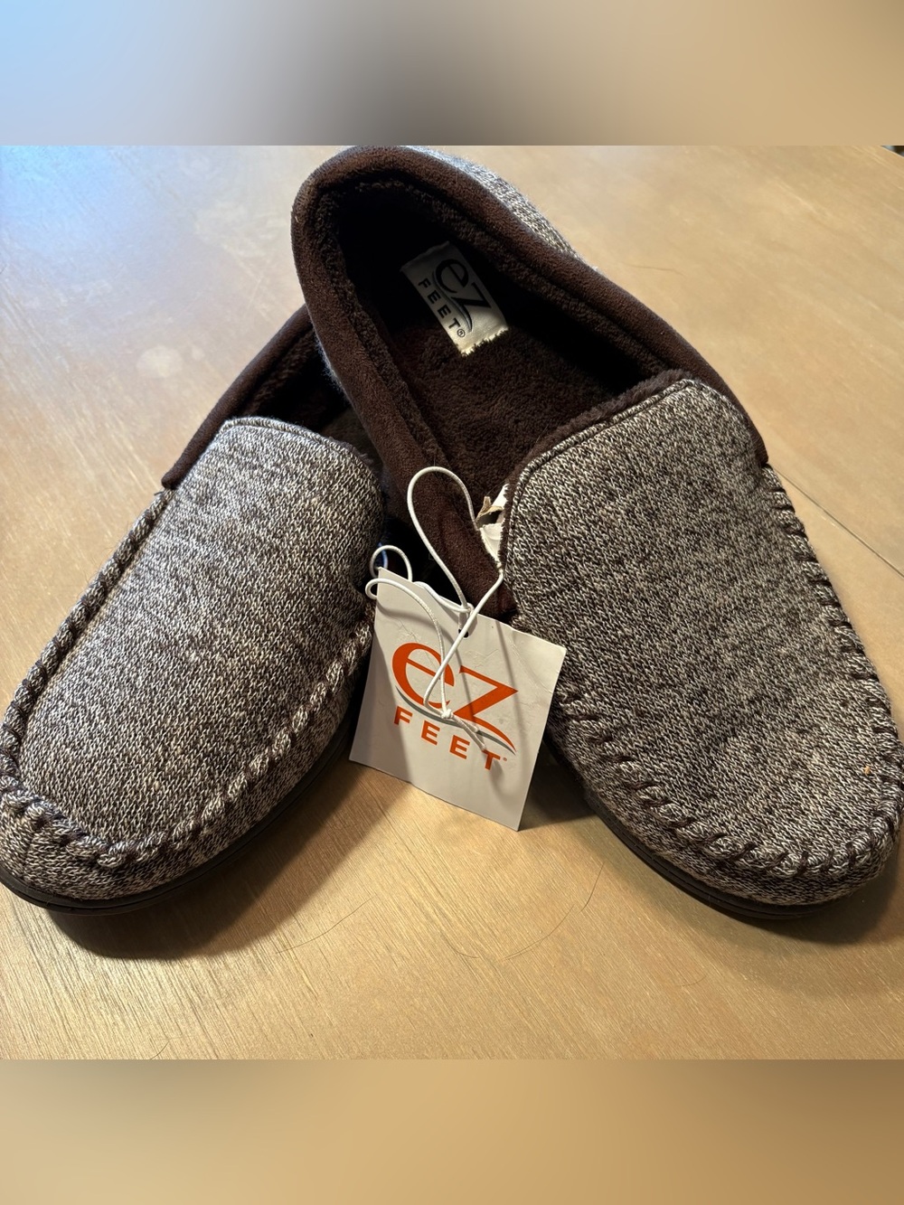 5/$30 Men’s EZ FEET Brown Knit Slip-On Loafers
